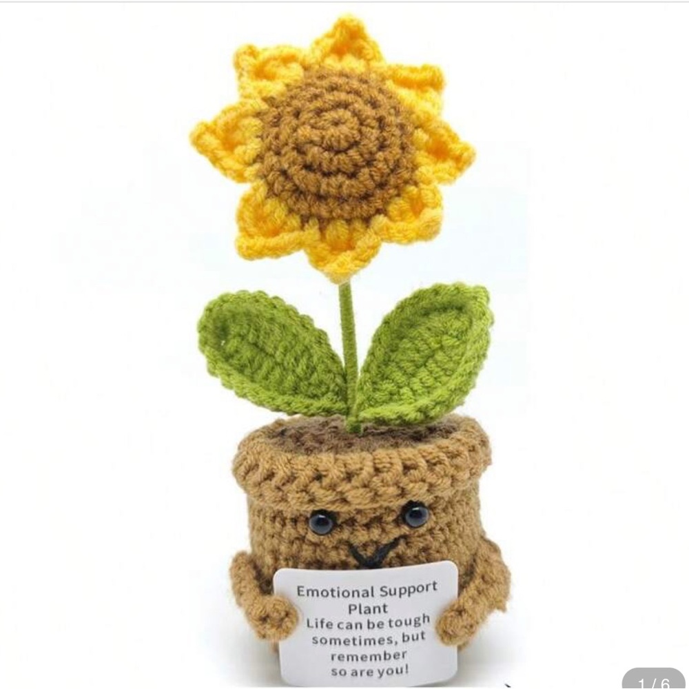 Hand-Knit sunflower crochet, positive energy plant flower Gift thinking of you